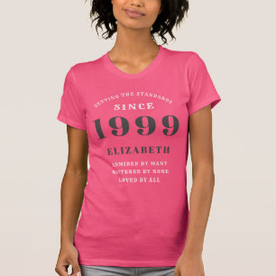 Geboren 1999 Standaarden Toevoegen Jouw naam Roze  T-shirt