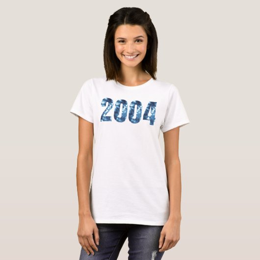 Geboren 2004 Verjaardagsfeest Retro Blauw Wit Tie T-shirt (Voorkant volledig)