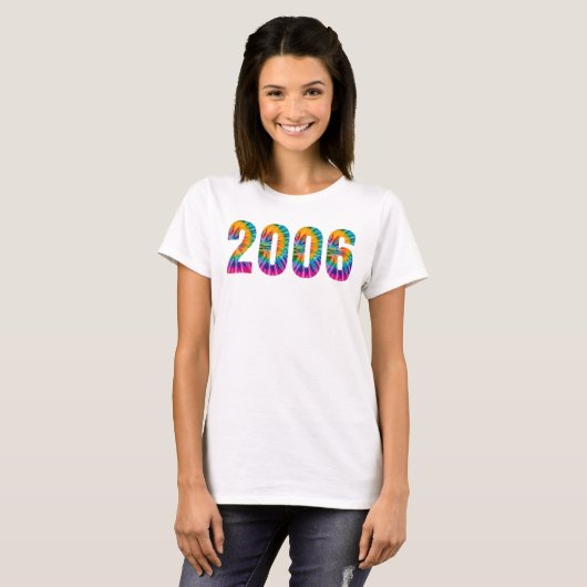 Geboren 2006 Verjaardagsfeest Meerkleurige Tie Dye T-shirt (Voorkant volledig)