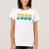 Geboren 2008 Verjaardagsfeest Retro Blauw Geel Tie T-shirt (Voorkant)
