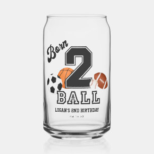 Geboren 2 Bal Sport Thema Jongen 2de Verjaardag Fa Blikvorm Glas