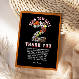 Geboren 2 Bal Sport Thema Jongen 2e Verjaardagsfee Bedankkaart