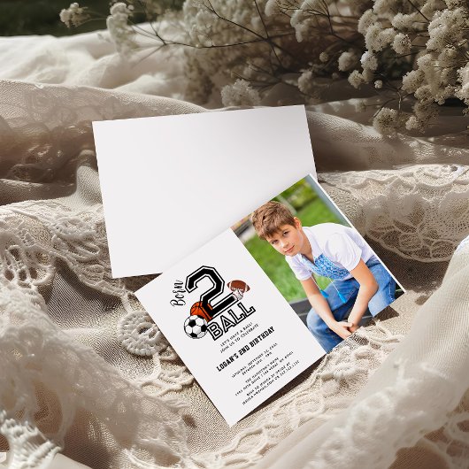 Geboren 2 bal | Sport Theme Boy's 2e verjaardag Kaart
