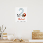 Geboren 2 Bal Welkomstbord Sport 2e Verjaardag Dec Poster (Keuken)