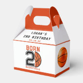 Geboren 2 Ball Basketbal 2e Verjaardag Party Bedankdoosjes (Achterkant)