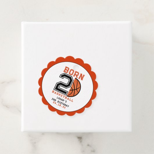 Geboren 2 Ball Basketbal 2e Verjaardag Party Bedankjes Labels (In situ)