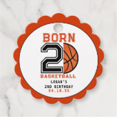 Geboren 2 Ball Basketbal 2e Verjaardag Party Bedankjes Labels (Voorkant)