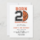 Geboren 2 Ball Basketbal 2e Verjaardag Party Kaart (Voorkant)