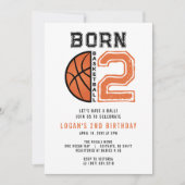 Geboren 2 Ball Basketbal 2e Verjaardag Party Kaart (Voorkant)