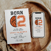 Geboren 2 Ball Basketbal 2e Verjaardag Party Kaart