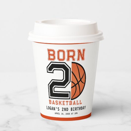 Geboren 2 Ball Basketbal 2e Verjaardag Party Papieren Bekers (Achterkant)