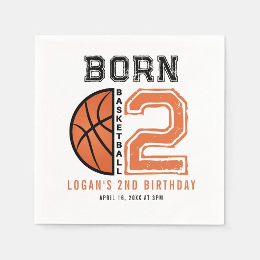 Geboren 2 Ball Basketbal 2e Verjaardag Party Servet (Voorkant)