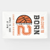 Geboren 2 Ball Basketbal 2e Verjaardag Party Spandoek (Horizontaal)