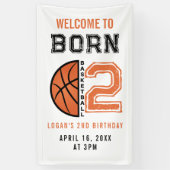 Geboren 2 Ball Basketbal 2e Verjaardag Party Spandoek (Verticaal)