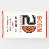 Geboren 2 Ball Basketbal 2e Verjaardag Party Spandoek (Horizontaal)