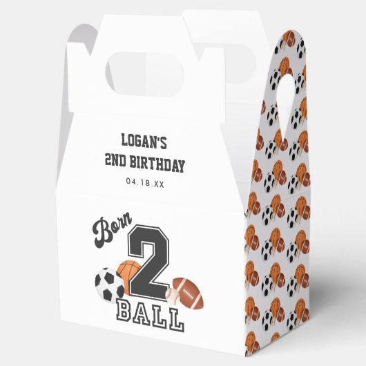 Geboren 2 Ball Sport Thema Jongen Tweede Verjaarda Bedankdoosjes (Geopend)