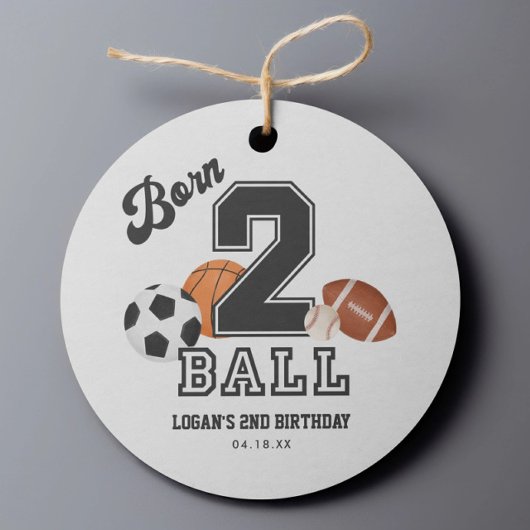 Geboren 2 Ball Sport Thema Jongen Tweede Verjaarda Bedankjes Labels