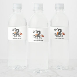 Geboren 2 Ball Sport Thema Jongen Tweede Verjaarda Waterfles Etiket