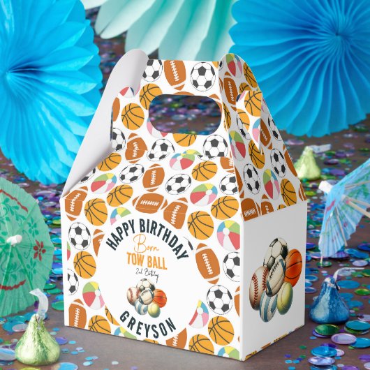 Geboren 2 Ball Sport Theme Jongen 2e Verjaardagsfe Bedankdoosjes (Feest)