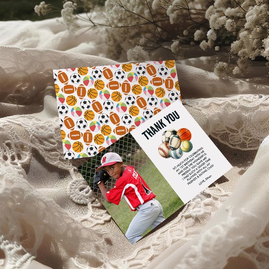 Geboren 2 Ball Sport Theme Jongen 2e Verjaardagsfe Bedankkaart