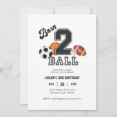 Geboren 2 Ball Sport Theme Jongen 2e Verjaardagsfe Kaart (Voorkant)