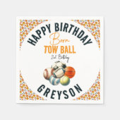 Geboren 2 Ball Sport Theme Jongen 2e Verjaardagsfe Servet (Voorkant)