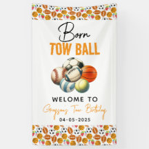 Geboren 2 Ball Sport Theme Jongen 2e Verjaardagsfe