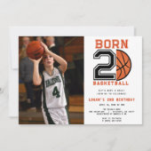 Geboren 2 Basketbal 2e Verjaardag Sport Foto Kaart (Voorkant)