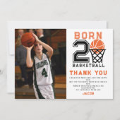 Geboren 2 basketbal | De tweede verjaardag van de  Bedankkaart (Voorkant)