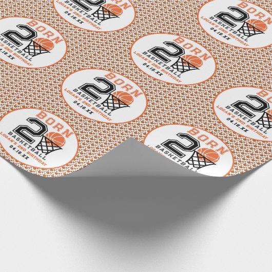 Geboren 2 basketbal | De tweede verjaardag van de  Cadeaupapier (Hoek)