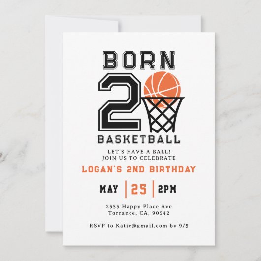 Geboren 2 basketbal | De tweede verjaardag van de  Kaart (Voorkant)