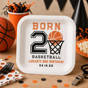 Geboren 2 basketbal De tweede verjaardag van de Papieren Bordje