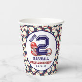 Geboren 2 honkbal | Sportthema Jongen 2e verjaarda Papieren Bekers (Achterkant)