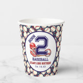 Geboren 2 honkbal | Sportthema Jongen 2e verjaarda Papieren Bekers (Voorkant)