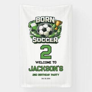 Geboren 2 Voetbal Sport Thema Jongen 2e Verjaardag Spandoek