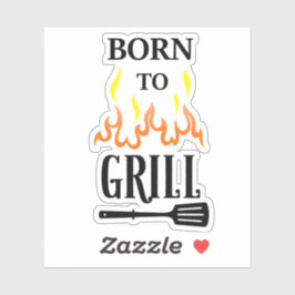 Geboren aan Grill BBQ Sticker