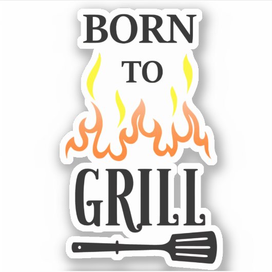 Geboren aan Grill BBQ Sticker (Voorkant)