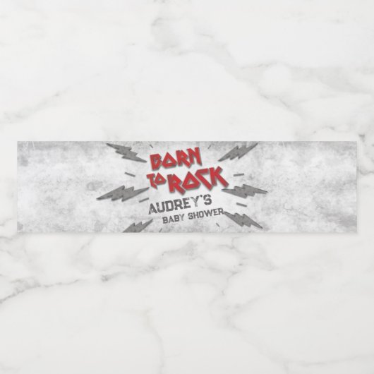 Geboren aan Rock - Babyshower Waterfles Etiket (Enkel label)