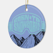 Geboren aan Snowboard gepersonaliseerde Kerstmis Keramisch Ornament (Links)