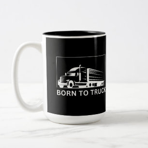 Geboren aan vrachtwagen (wit) tweekleurige koffiemok