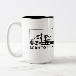 Geboren aan vrachtwagen (zwart) tweekleurige koffiemok