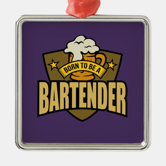 Geboren als Bartender Metalen Ornament (Voorkant)