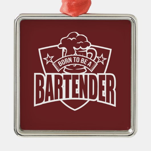 Geboren als Bartender Metalen Ornament (Voorkant)