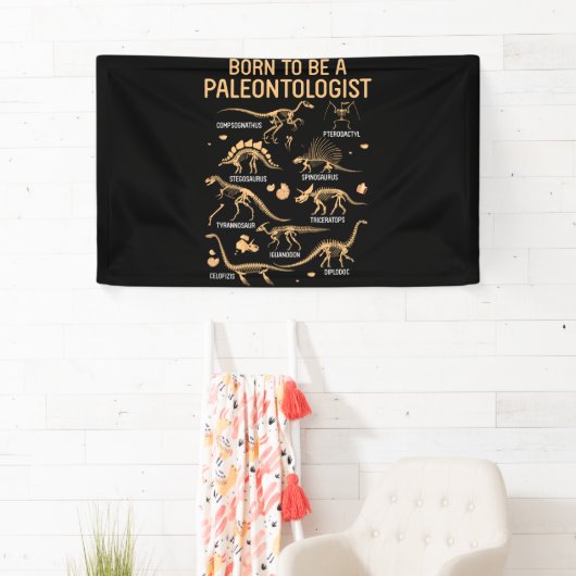 Geboren als een PALEONTOLOGIST Skelet Dinosaurusse Spandoek (Insitu)