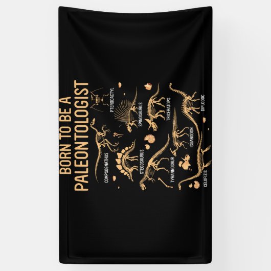 Geboren als een PALEONTOLOGIST Skelet Dinosaurusse Spandoek (Verticaal)