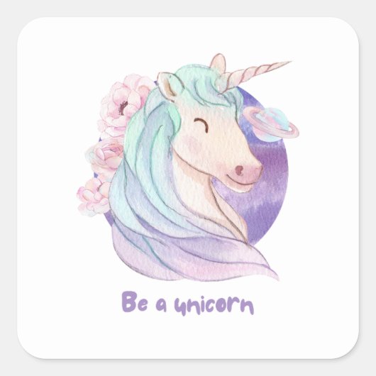 Geboren als een Unicorn Magical Fan Club Vierkante Sticker (Voorkant)
