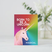 Geboren als een Unicorn Statue hoofd Magische rege Briefkaart (Staand voorkant)