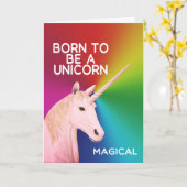 Geboren als een Unicorn Statue hoofd Magische rege Kaart (Gele Bloem)