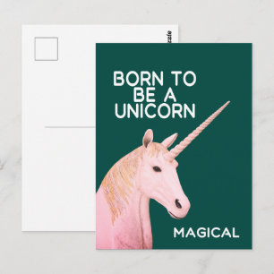 Geboren als een Unicorn Statue Magisch Hoofd Briefkaart