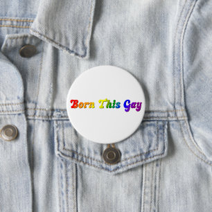 Geboren als homo – Krachtige regenboog LGBTQ+ trot Ronde Button 7,6 Cm